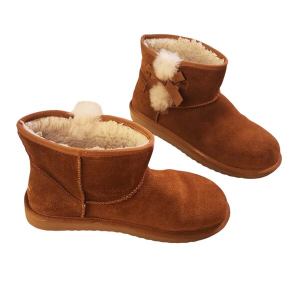 UGG Koolabura Victoria Mini Boots Sz 10 Chestnut Bows Brown Ankle #1114731 - Picture 5 of 9